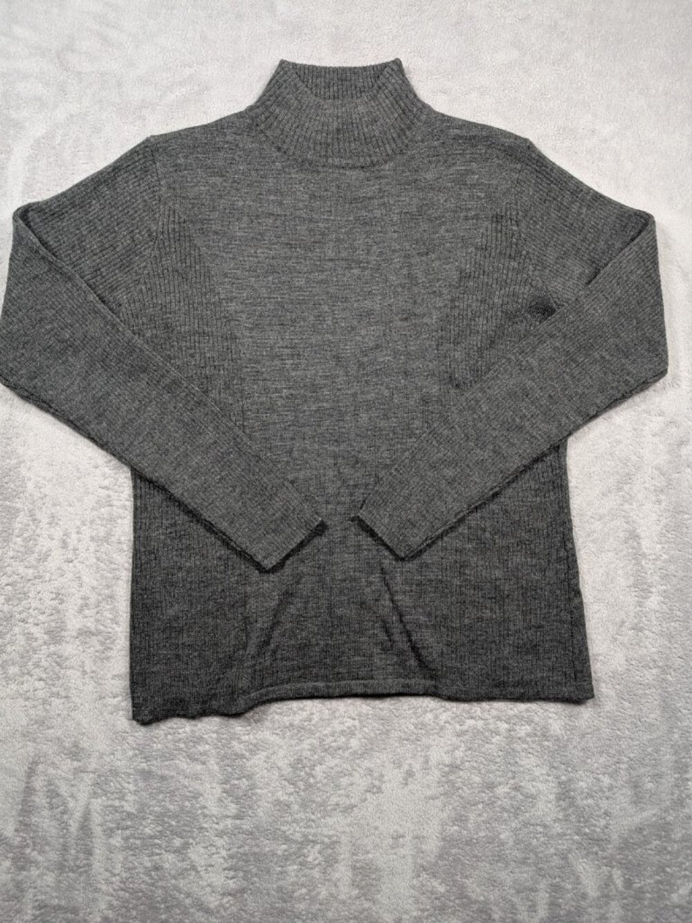 Knitting Outlet 100% Wool Turtleneck Sweater Womens Size Large Gray Long Sleeve